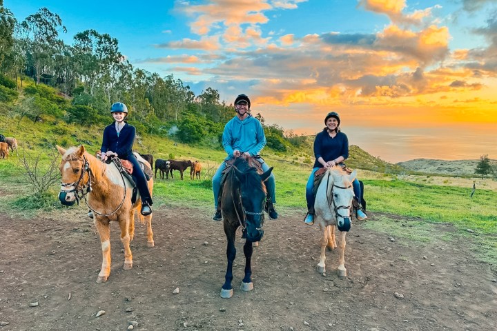 a group of people walking down a dirt road